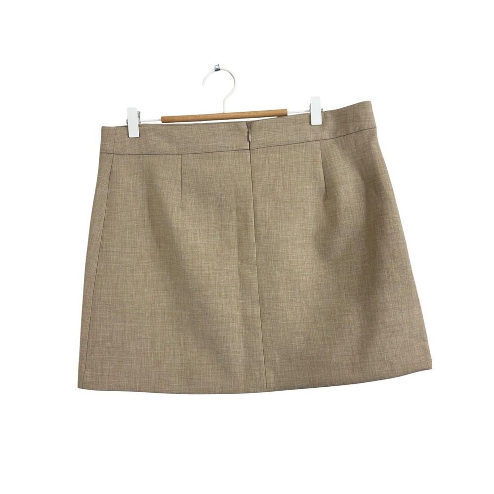 Babaton Beige Wrap‎ Mini Skirt with Pocket - Women's Size 14 - Picture 6 of 9